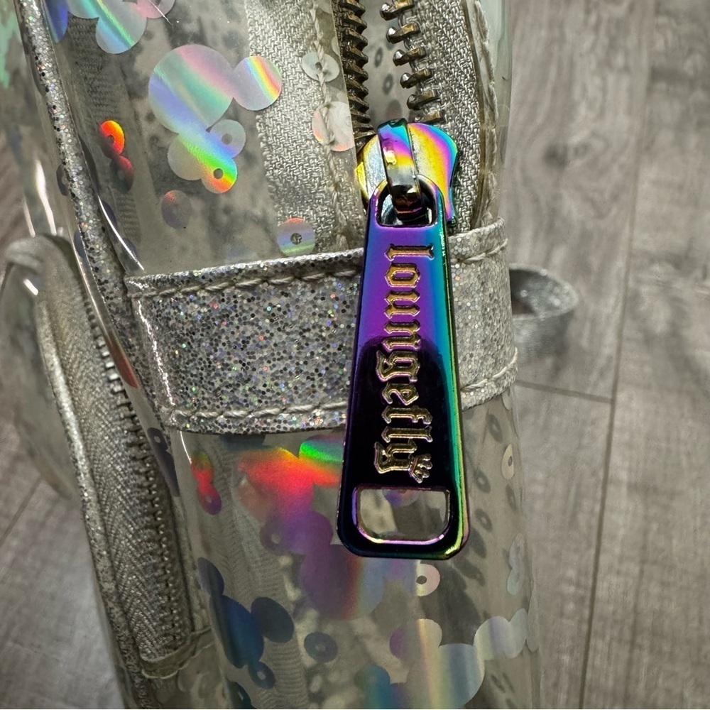 Loungefly Adjustable Straps Mickey Mouse Icons Pattern PVC Mini Backpack Silver - Picture 7 of 7